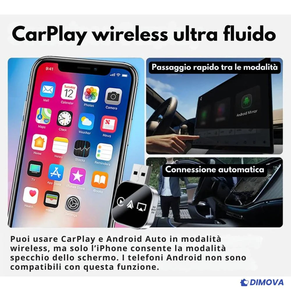 Adattatore CarPlay wireless 3-in-1
