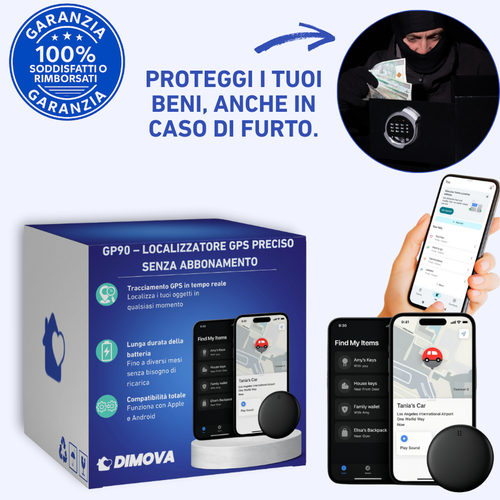 GP90 – Localizzatore GPS preciso senza abbonamento (Android/Apple)